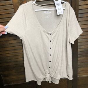 Hollister Short Sleeve Tan Soft Shirt